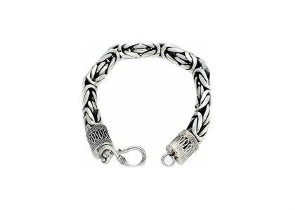 Rhodium Plated Mens Hip Hop Byzantine Bracelet